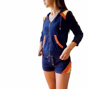 VINTAGE JUICY COUTURE TERRY CLOTH SET JACKET DRESS SHORTS REGAL COLOR BLOCK